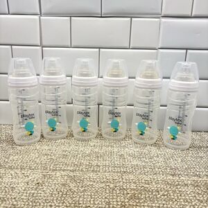 Playtex Baby Bottle Drop Ins Tilted 8 Oz SIX In All New W Nipples